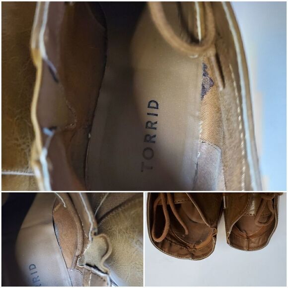 Torrid tan faux leather wedge booties lace up - Picture 7 of 8